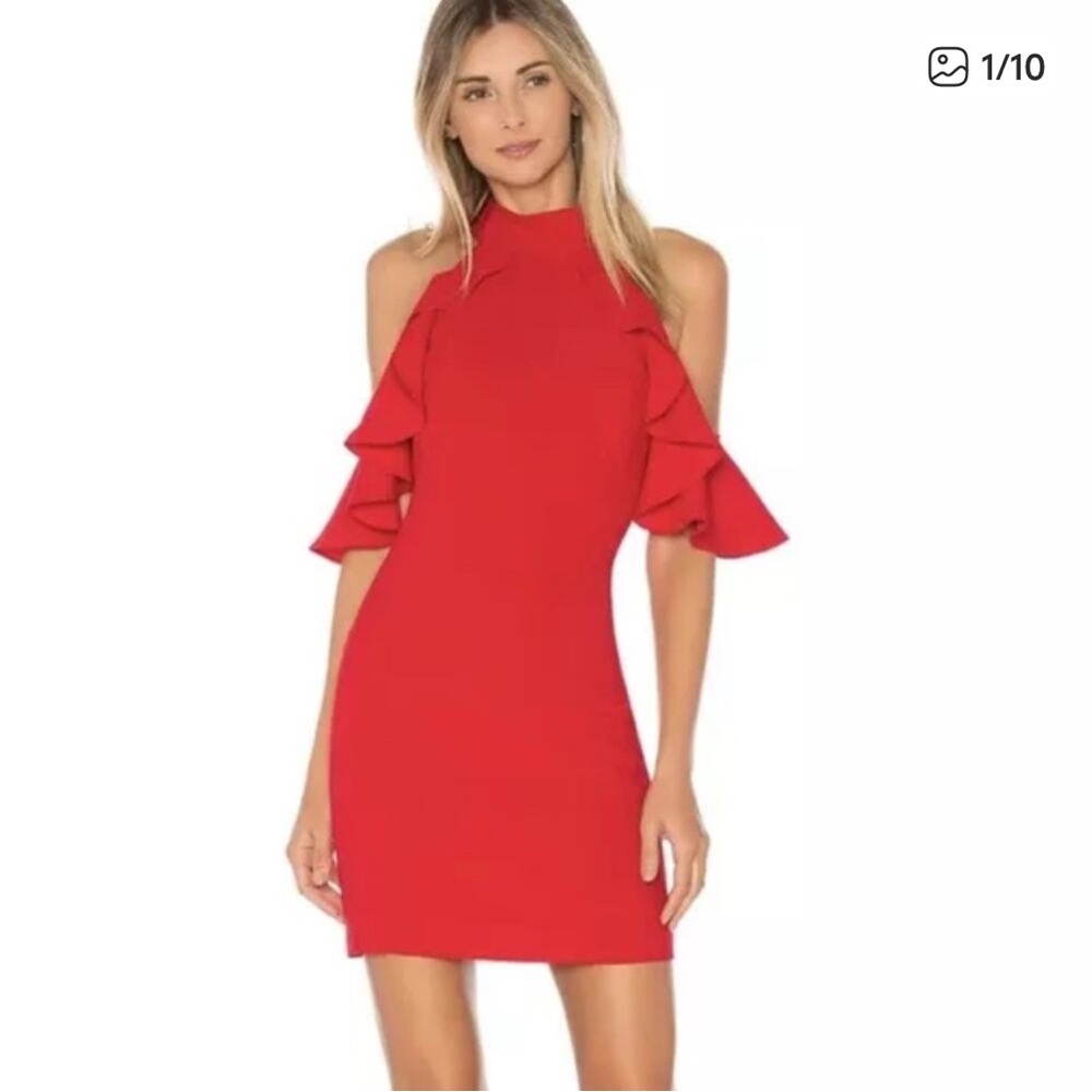 Amanda Uprichard NWOT Haven Dress in Scarlett Red Flutter Sleeves XS